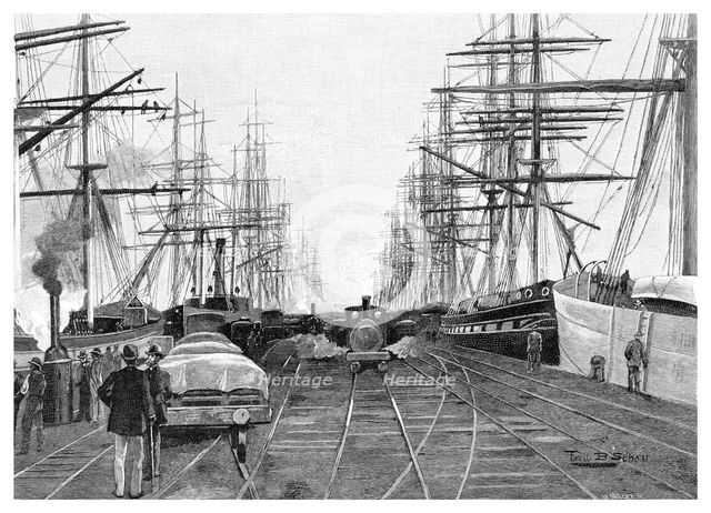 Port of Melbourne, Victoria, Australia, 1886.Artist: W Mollier