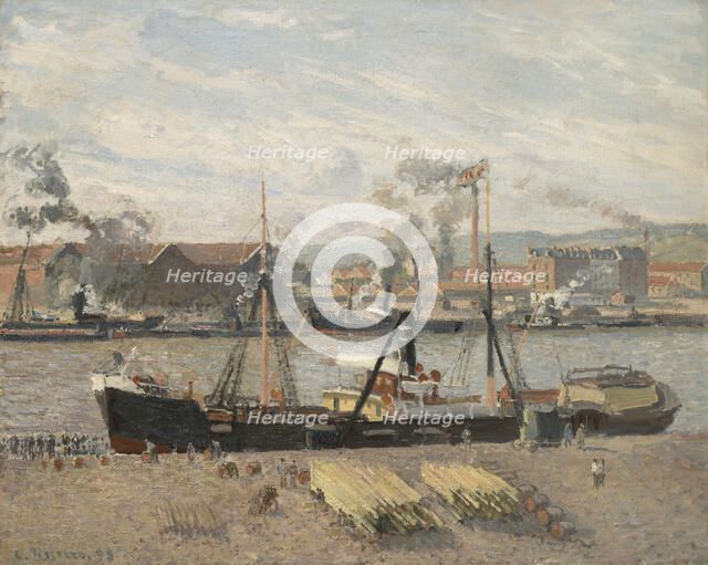 Port Of Rouen, Unloading Wood, 1898. Creator: Camille Pissarro.