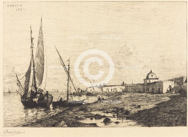 Port of San Remo, 1878. Creator: Adolphe Appian.