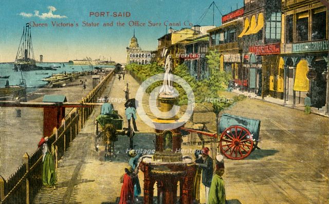 'Port-Said - Queen Victoria's Statue and the Office Suez Canal Co.', c1918-c1939. Creator: Unknown.
