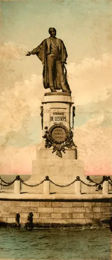 Port Said. - Statue of Ferdinand de Lesseps , c1918-c1939. Creator: Unknown