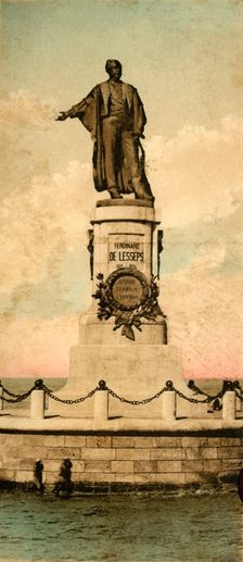 Port Said. - Statue of Ferdinand de Lesseps , c1918-c1939. Creator: Unknown