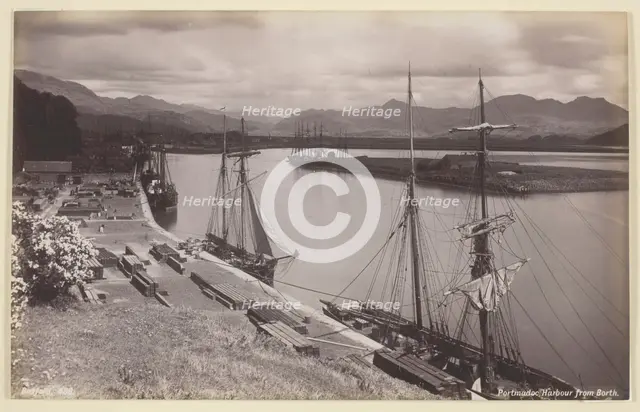 Portmadoc Harbour from Borth, 1860/94. Creator: Francis Bedford.