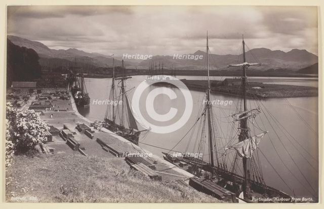 Portmadoc Harbour from Borth, 1860/94. Creator: Francis Bedford.