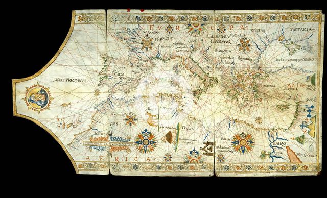 Portolan chart of the Mediterranean Sea, the Black Sea, Sea of Azov…, 16th century. Creator: Anonymous master.