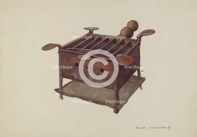 Portable Charcoal Stove, c. 1940. Creator: Ernest A Towers Jr.