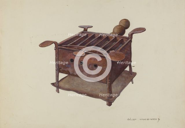 Portable Charcoal Stove, c. 1940. Creator: Ernest A Towers Jr.