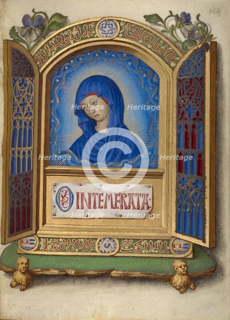 Portable Altarpiece with the Weeping Madonna; Book of Hours, about 1480-1490. Creator: Georges Trubert.