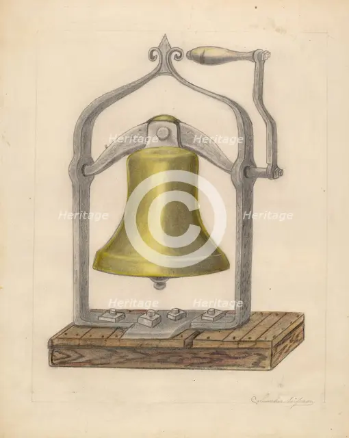 Portable Brass Hand Bell, c. 1936. Creator: Columbus Simpson.