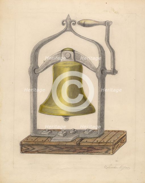 Portable Brass Hand Bell, c. 1936. Creator: Columbus Simpson.