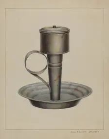 Portable Whale Oil Lamp, c. 1938. Creator: James M. Lawson