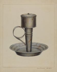 Portable Whale Oil Lamp, c. 1938. Creator: James M. Lawson