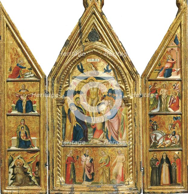 Portable Triptych with a central Crucifixion. Artist: Veneziano, Lorenzo (active 1356-1372)