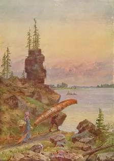 Portage and Birch-Bark Canoe 1924