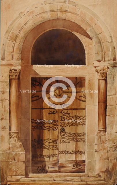 Portal of Church of Nervy St. Sepulchre (facsimile copy of a drawing by E. Viollet Le Duc...), 1880. Creator: Cass Gilbert.