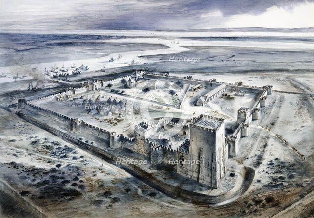 Portchester Castle, 15th century, (c1960s). Artist: Alan Ernest Sorrell.