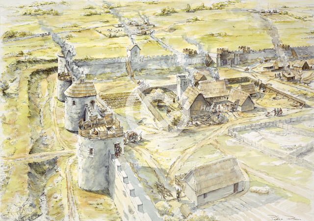 Portchester Castle, late 10th century, (c1990-2010). Artist: Peter Dunn.