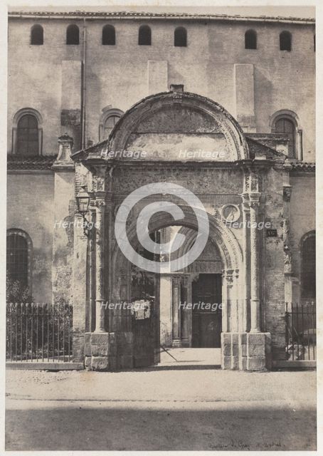 Porte Bachelier, Eglise Saint-Sernin, Toulouse (Haute-Garonne), 1851. Creator: Auguste Mestral (French, 1812-1884), and ; Gustave Le Gray (French, 1820-1884).
