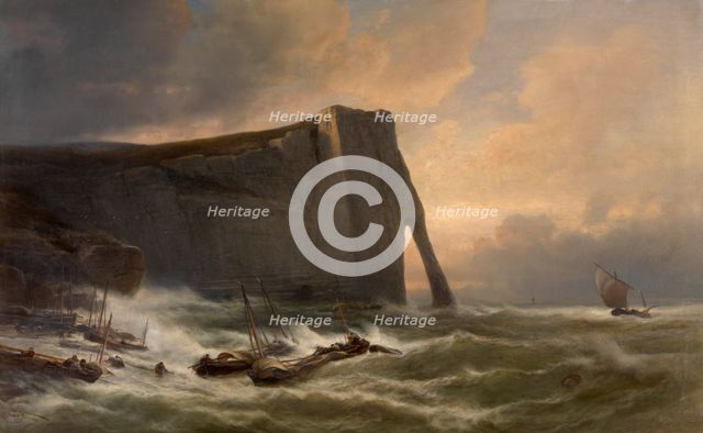Porte d'Aval in Etretat, 1876. Creator: Jacob Jacobs.