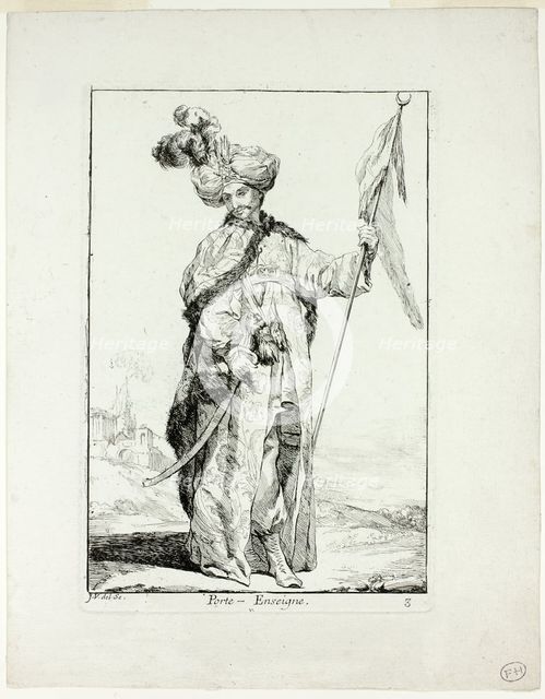 Porte-Enseigne, plate three from Caravanne du Sultan à la Mecque, 1748. Creator: Joseph-Marie Vien the Elder.
