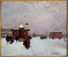 Porte Maillot; under snow, at night, c1900. Creator: Luigi Loir