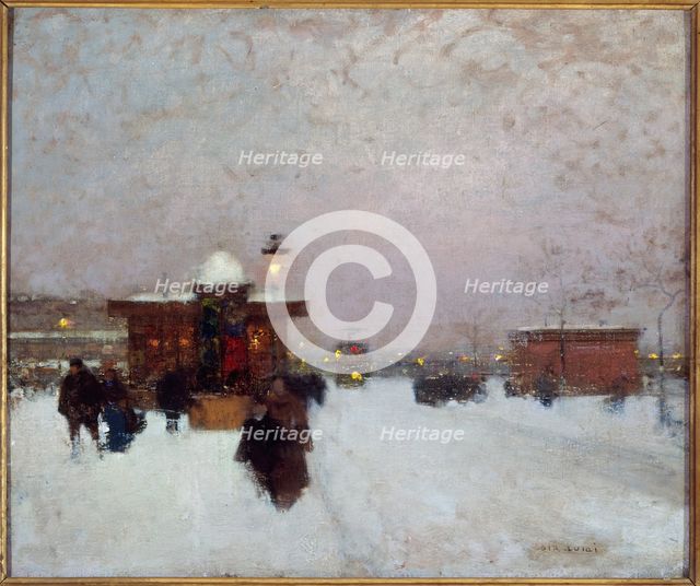 Porte Maillot; under snow, at night, c1900. Creator: Luigi Loir.