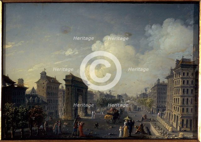 Porte Saint-Denis and the boulevard, current 10th arrondissement, between 1801 and 1850. Creator: Jean Francois Lebelle.