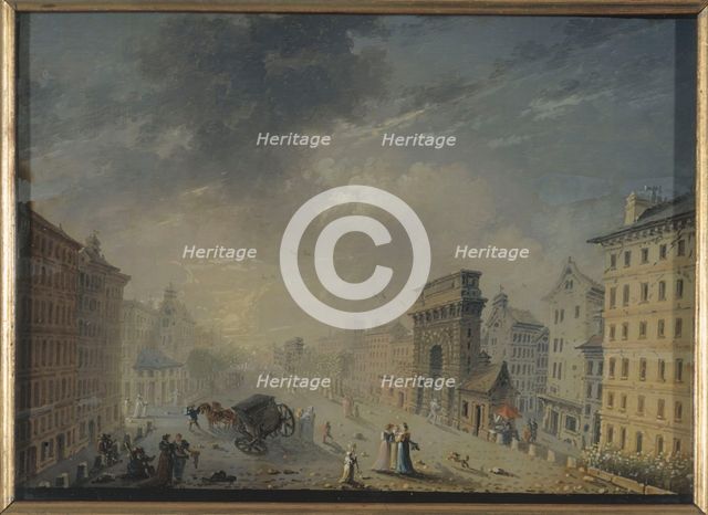 Porte Saint-Martin and the boulevard, current 10th arrondissement, between 1801 and 1850. Creator: Jean Francois Lebelle.