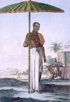 Porter of the Ouriah caste, pub. 1808-12. Creator: Franz Balthazar Solvyns (1760-1824)