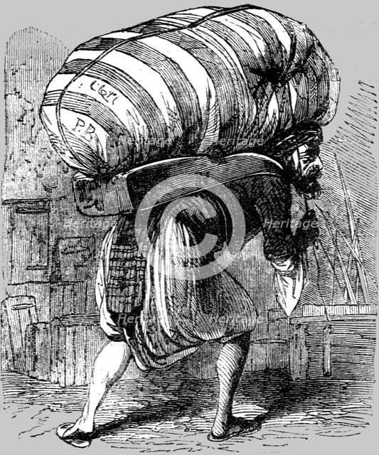 'Porter Carrying a Load; Industrious Classes in Constantinople', 1854. Creator: Unknown.