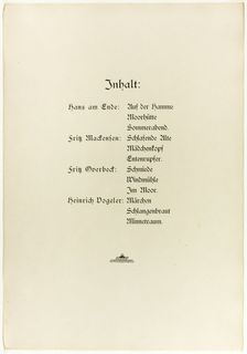 Portfolio, title page and colophon for Vom Weyerberg, 1895. Creators: Heinrich Vogeler, Fritz Mackensen