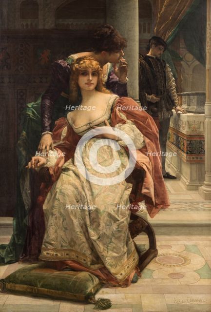 Portia and the Caskets. Scene from the Merchant of Venice.