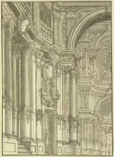 Portico, a portal to the left, 18th century. Creator: Unknown