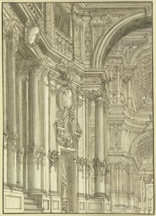 Portico, a portal to the left, 18th century. Creator: Unknown