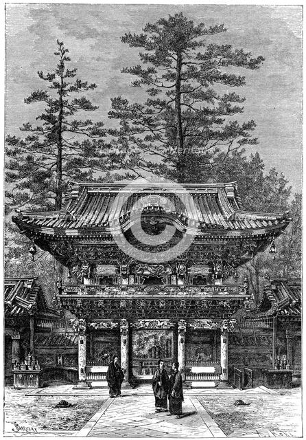 Portico of the Temple of the Four Dragons (Nikko Toshogu), Nikko, Japan, 1895.Artist: Armand Kohl