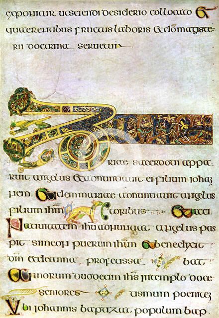 Portion of The Argument to the Gospel of St John, 800 AD, (20th century). Artist: Unknown