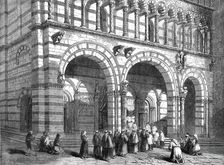 Portion of the façade of Lucca Cathedral, 1860. Creator: Unknown