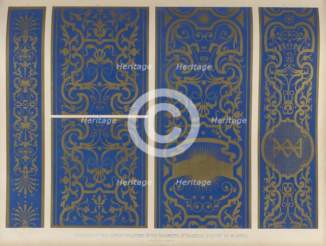 Portion of the painted pilasters in the 'Gabinetto d'Isabella d'Este' at Mantua, 1850.  Creator: Ludwig Gruner.