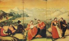 Portion of a Japanese Folding Screen of the Keicho Period c1600, (1936)