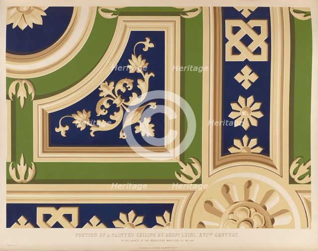 Portion of a painted ceiling by Bernard Luini...in the church of the Monastero..., 1850. Creator: Ludwig Gruner.