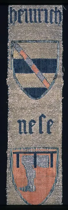 Portion of an Orphrey Band with Coat-of-Arms, Cologne, 15th century. Creator: Unknown