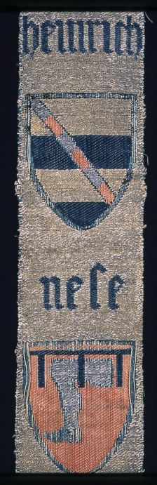 Portion of an Orphrey Band with Coat-of-Arms, Cologne, 15th century. Creator: Unknown