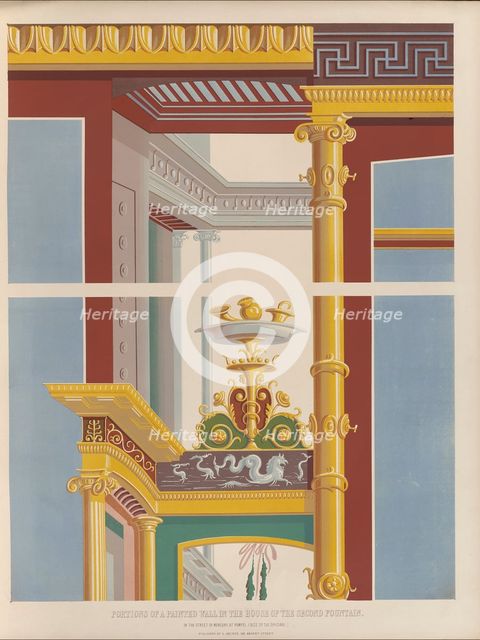 Portions of a painted wall in the House of the Second Fountain, 1850.  Creator: Ludwig Gruner.