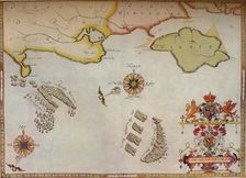 Portland Bill to Portsmouth: The pursuit of the Spanish Armada by the English Fleet c1588. Artist: Augustine Ryther