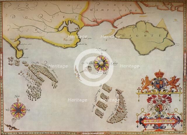 'Portland Bill to Portsmouth: The pursuit of the Spanish Armada by the English Fleet', c1588. Artist: Augustine Ryther.