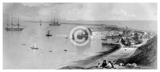 Portland Harbour and Breakwater, 1866. Artist: Unknown