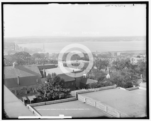 Portland harbor and city from Congress Square Hotel, between 1900 and 1915. Creator: Unknown.