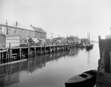 Portland, Me., drying fishermen's nets, between 1900 and 1920. Creator: Unknown