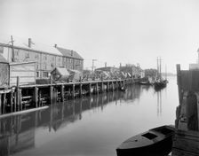 Portland, Me., drying fishermen's nets, between 1900 and 1920. Creator: Unknown