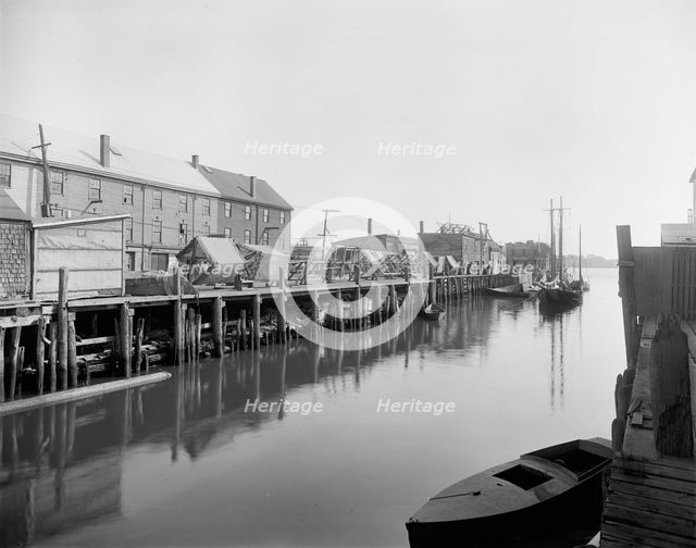 Portland, Me., drying fishermen's nets, between 1900 and 1920. Creator: Unknown.